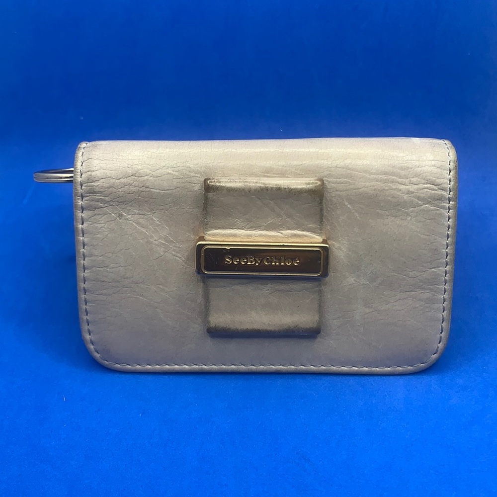 See by Chloe beige leather 6 + key card holder purse